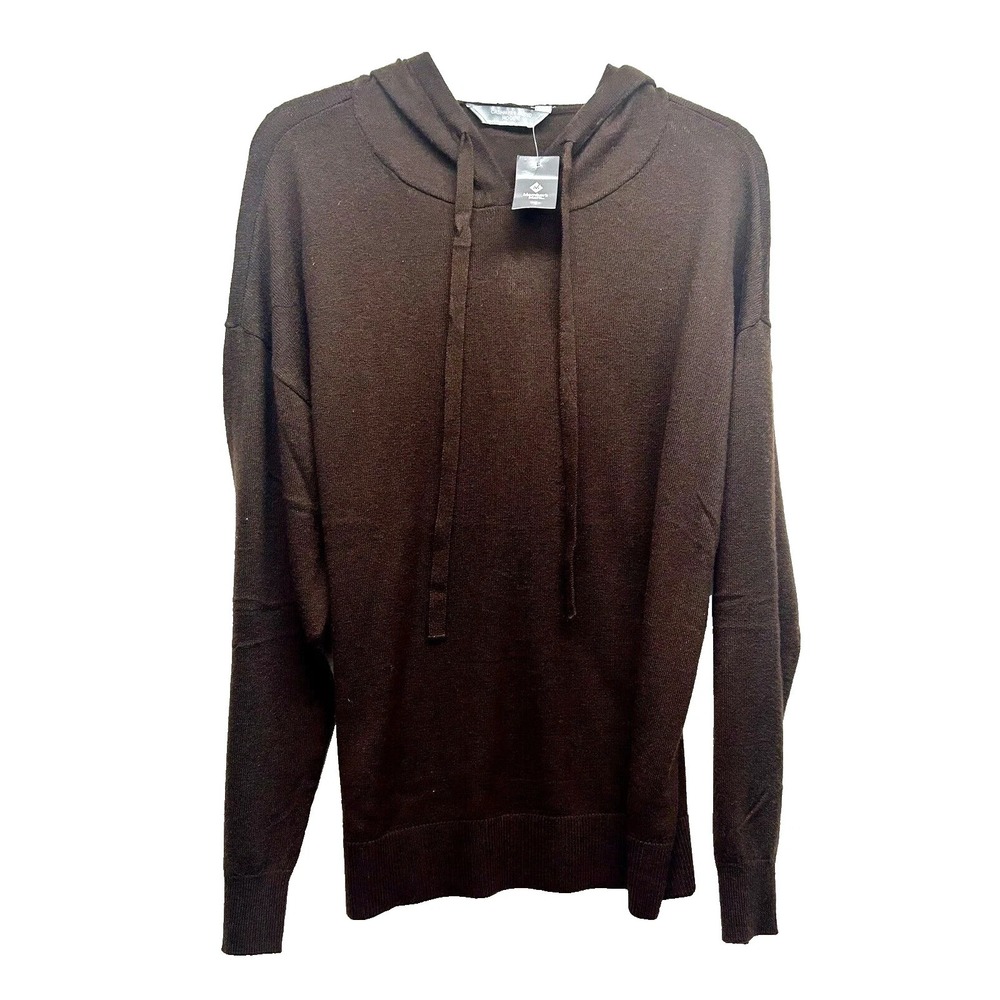 Members Mark Womens Cashmere Blend Brown Medium Hoodie Sweater (F8)